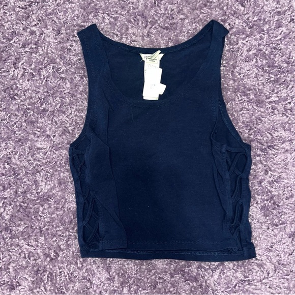 forever 21 lace up blue tank - Picture 1 of 2